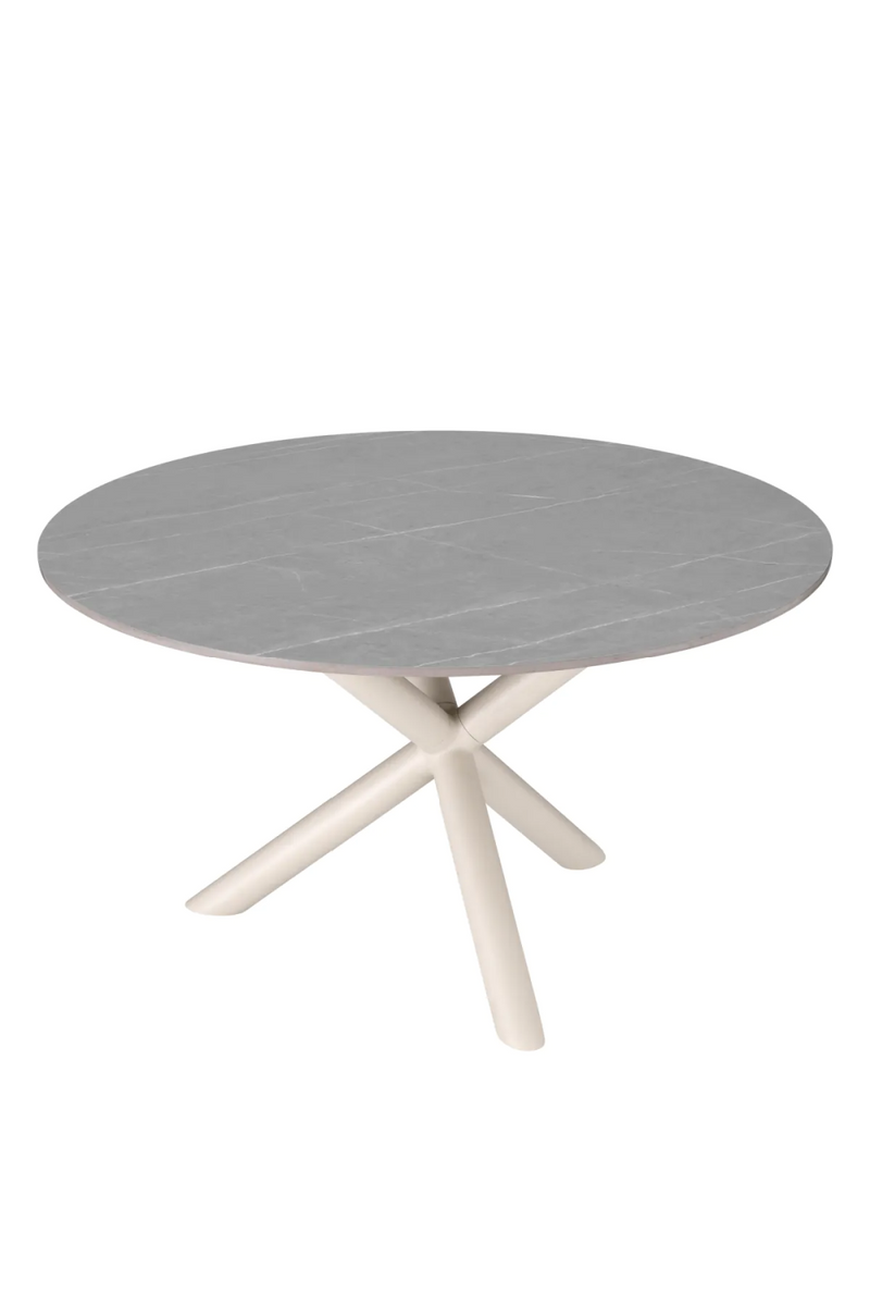 Table de salle à manger d'extérieur ronde en marbre céramique gris | Eichholt Nassau | Meubleluxe.fr