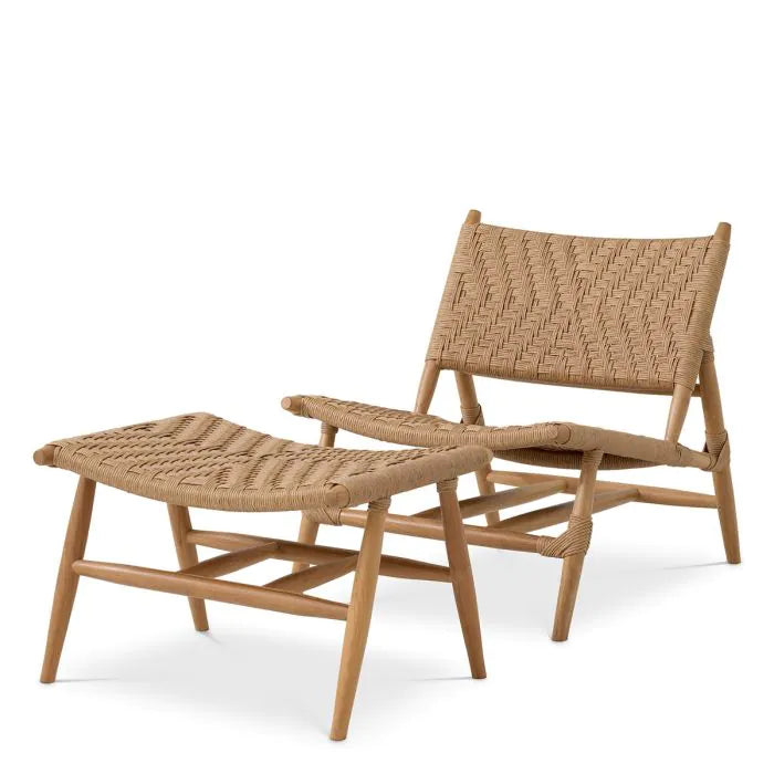 Teak outdoor chair and footstool | Eichholtz Laroc