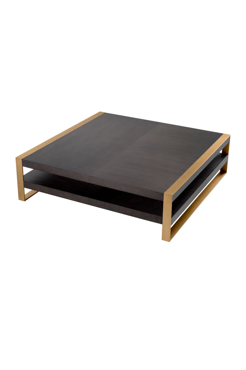 Table basse en chêne et laiton | Eichholtz Guiness | Meubleluxe.fr