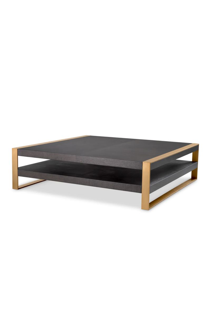 Table basse en chêne et laiton | Eichholtz Guiness | Meubleluxe.fr