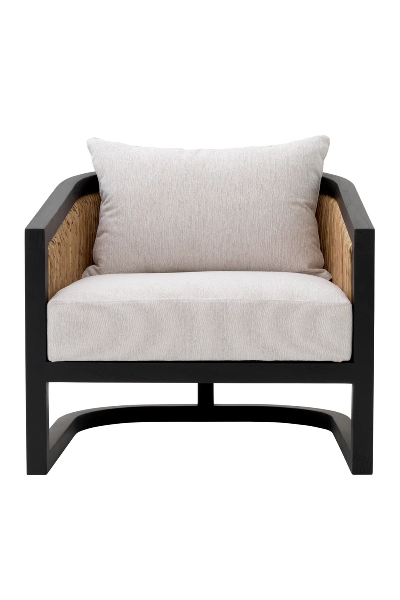 Fauteuil crème en bois noir et rotin | Eichholtz Aruba | Meubleluxe.fr