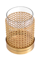 Bougeoir en verre et en rotin | Eichholtz Zimmerman L | Meubleluxe.fr