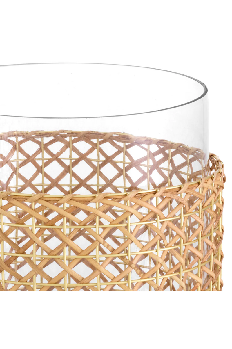 Bougeoir en verre et en rotin | Eichholtz Zimmerman L | Meubleluxe.fr