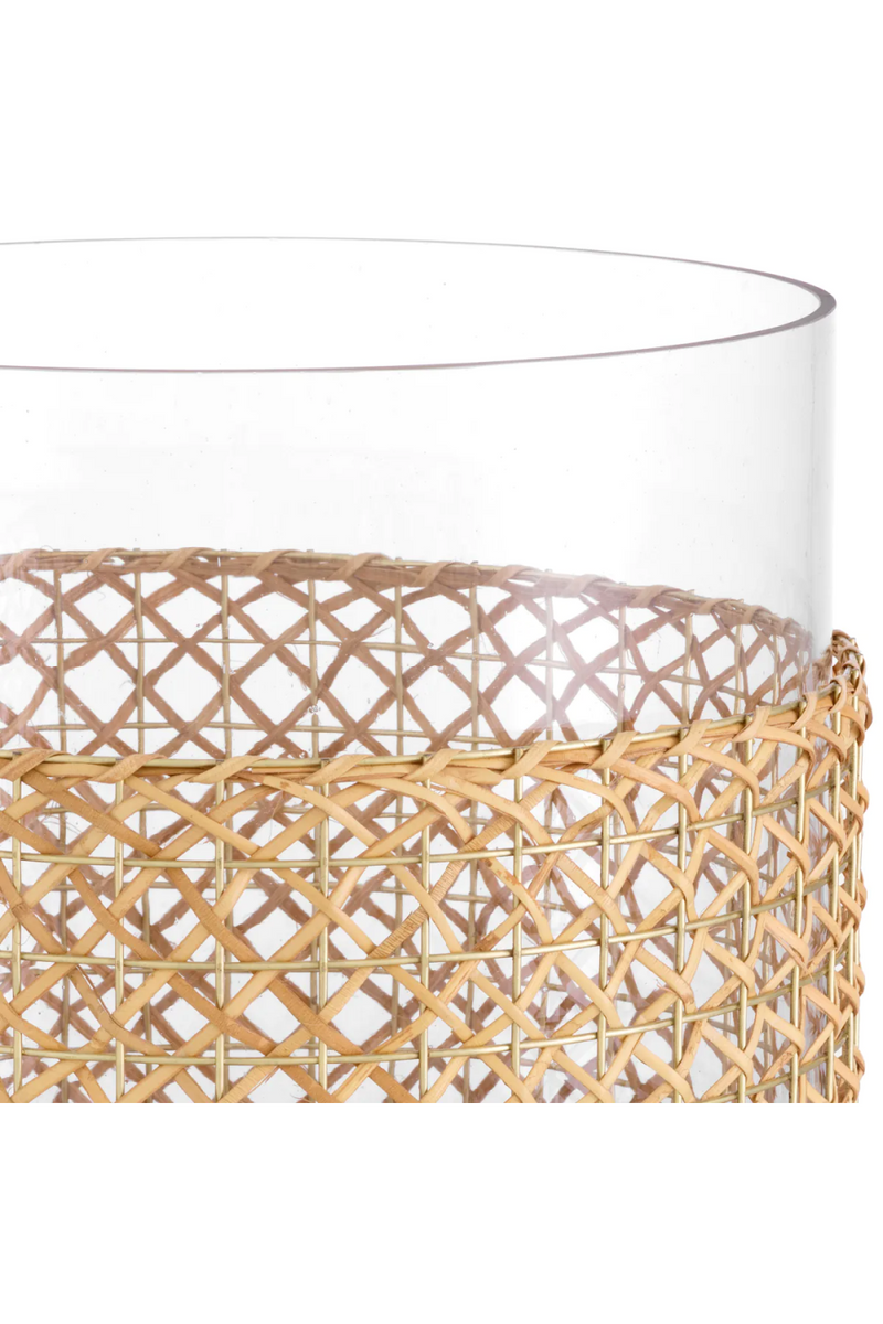 Bougeoir en verre et en rotin | Eichholtz Zimmerman S | Meubleluxe.fr