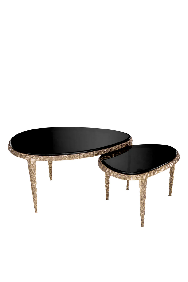 Table d'appoint gigogne en laiton vieilli (lot de 2) | Eichholtz Livana | Meubleluxe.fr