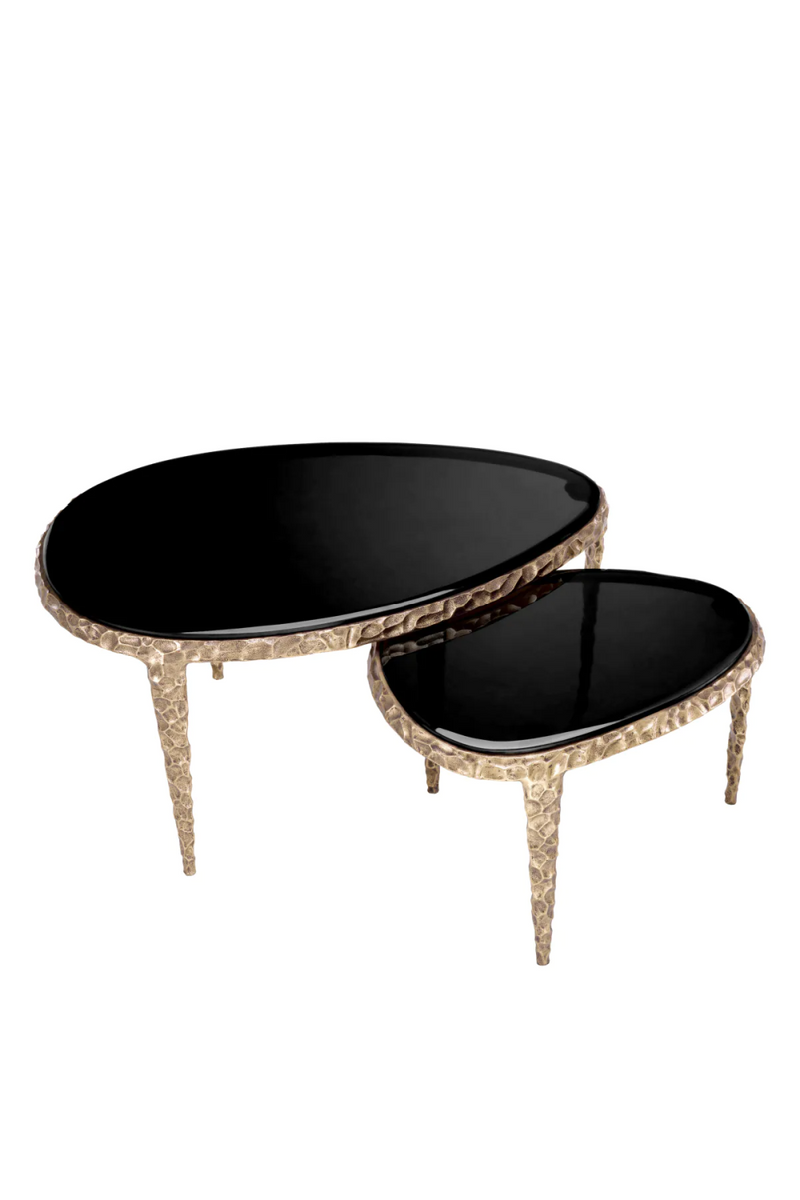 Table d'appoint gigogne en laiton vieilli (lot de 2) | Eichholtz Livana | Meubleluxe.fr