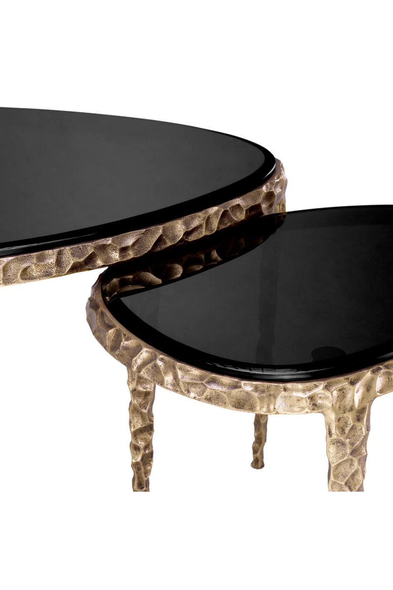 Table d'appoint gigogne en laiton vieilli (lot de 2) | Eichholtz Livana | Meubleluxe.fr