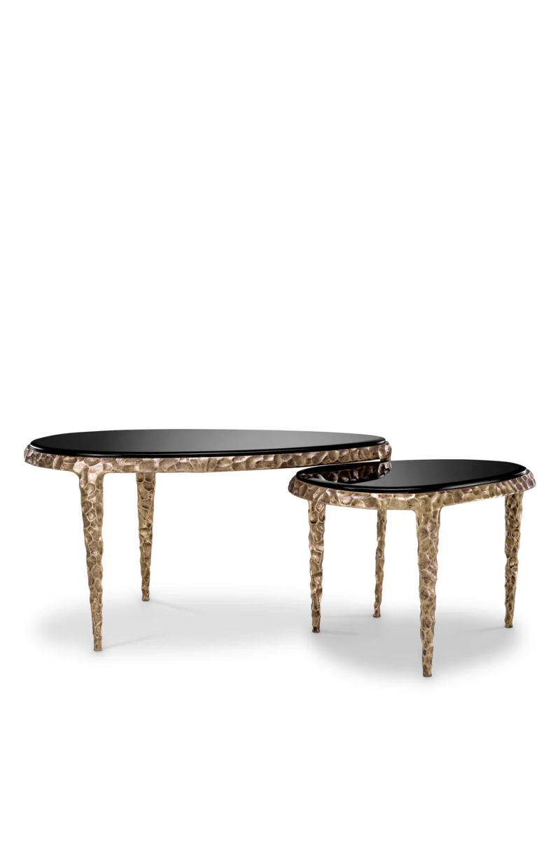 Table d'appoint gigogne en laiton vieilli (lot de 2) | Eichholtz Livana | Meubleluxe.fr