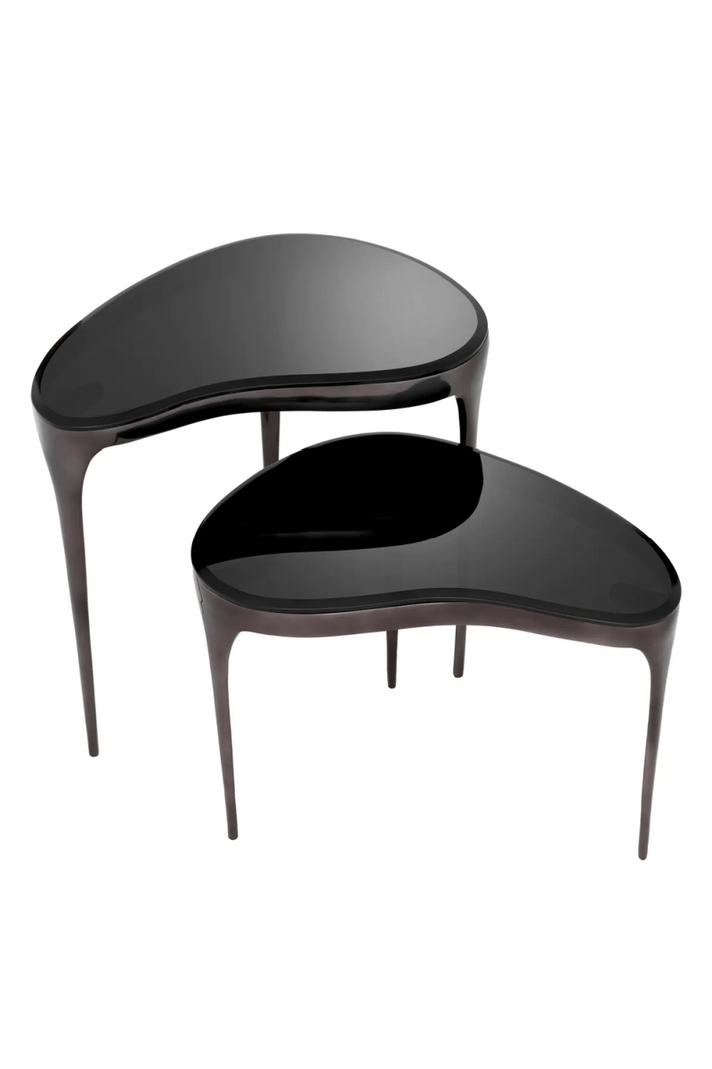 Table d'appoint gigogne nickelée noire (lot de 2) | Eichholtz Zena | Meubleluxe.fr