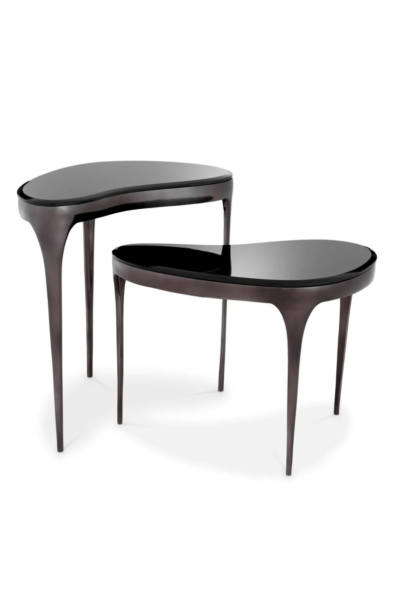 Table d'appoint gigogne nickelée noire (lot de 2) | Eichholtz Zena | Meubleluxe.fr