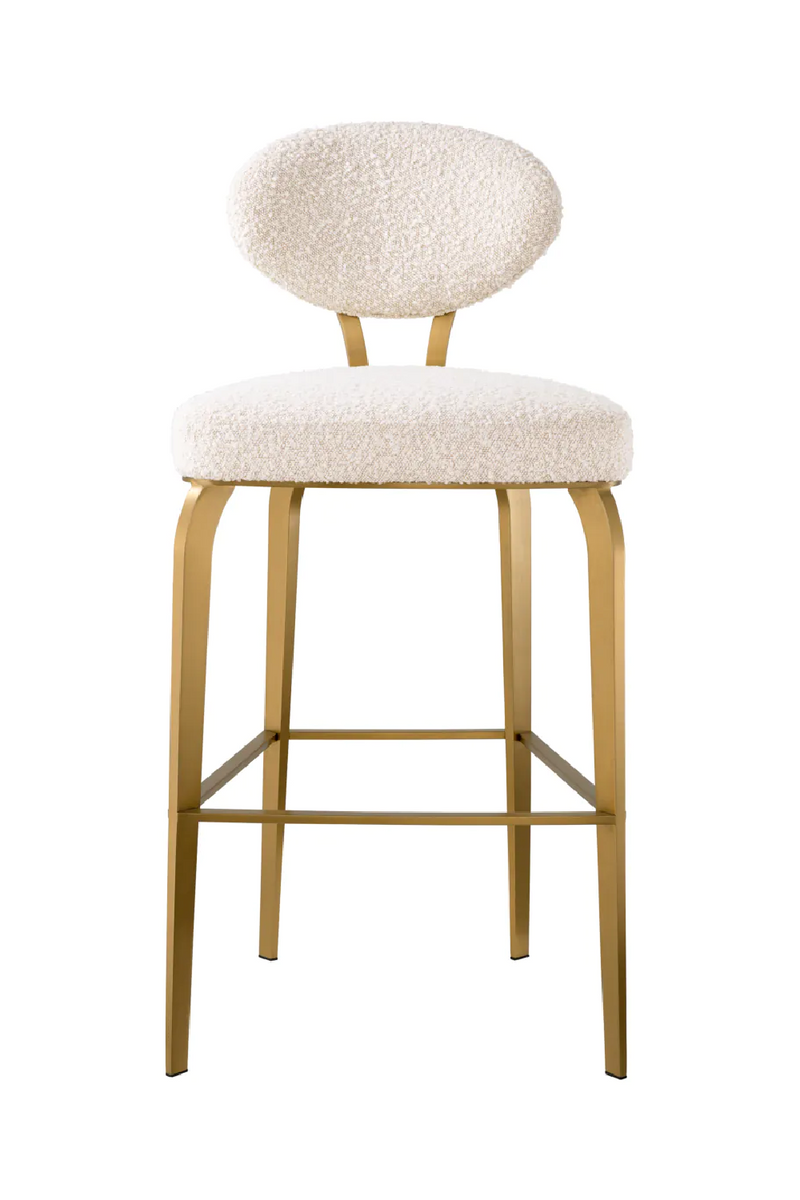 Chaise de bar bouclé crème en laiton | Eichholtz Dorrego | Meubleluxe.fr