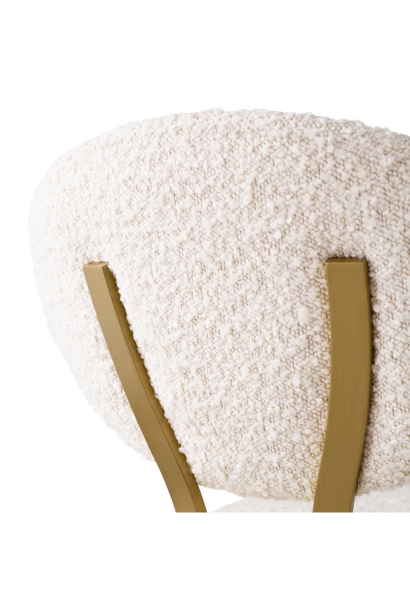 Chaise de bar bouclé crème en laiton | Eichholtz Dorrego | Meubleluxe.fr