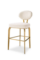 Chaise de comptoir bouclé crème en laiton | Eichholtz Dorrego | Meubleluxe.fr