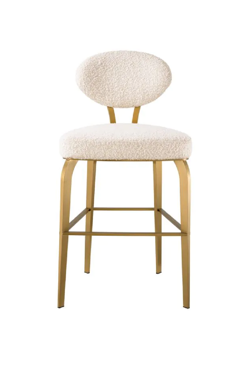 Chaise de comptoir bouclé crème en laiton | Eichholtz Dorrego | Meubleluxe.fr