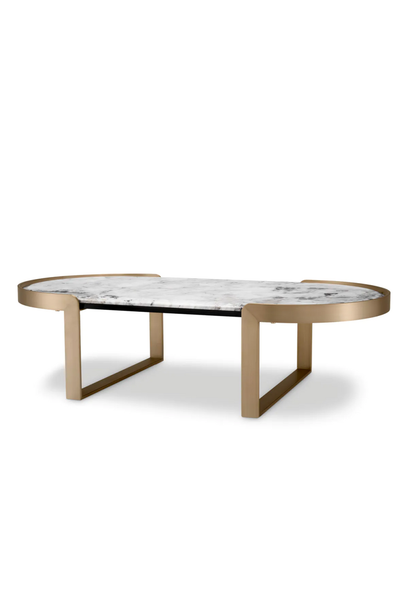 Table basse en marbre blanc et laiton brossé | Eichholtz Fabio | Meubleluxe.fr