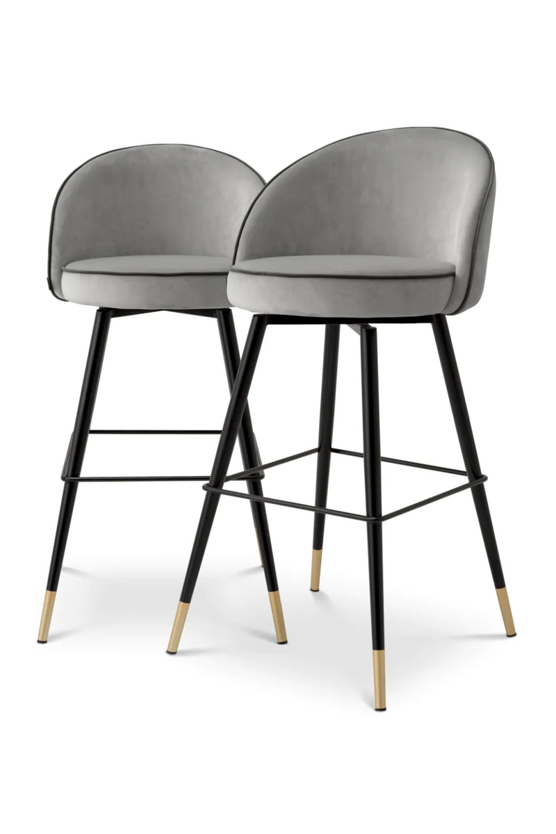 Tabouret de bar en velours gris (lot de 2) | Eichholtz Cooper | Meubleluxe.fr