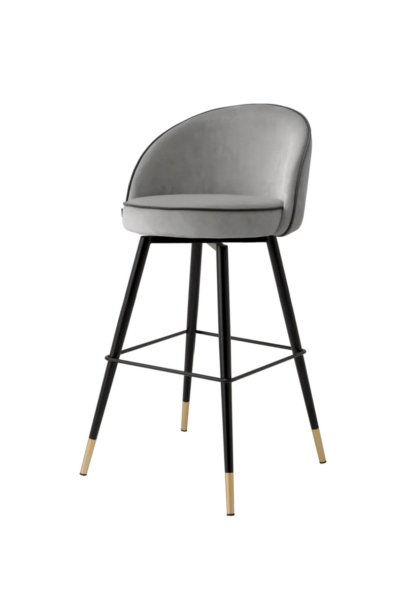 Tabouret de bar en velours gris (lot de 2) | Eichholtz Cooper | Meubleluxe.fr