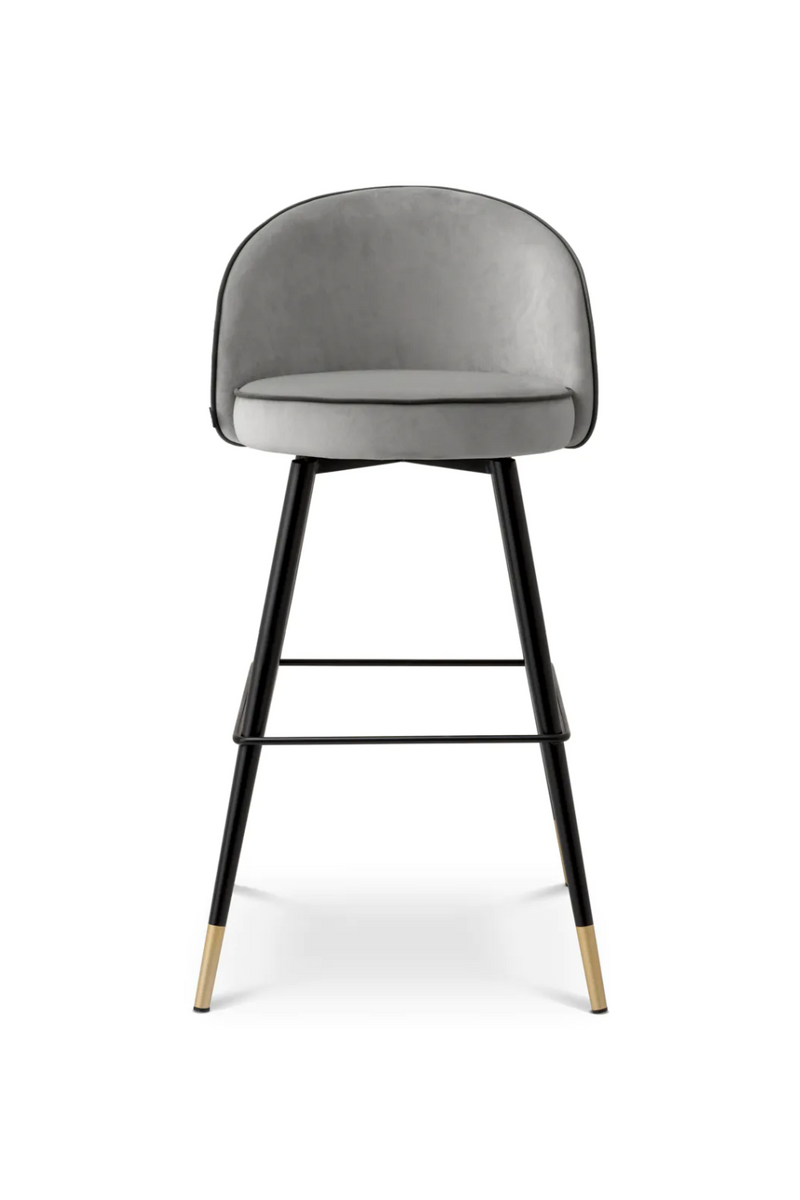 Tabouret de bar en velours gris (lot de 2) | Eichholtz Cooper | Meubleluxe.fr