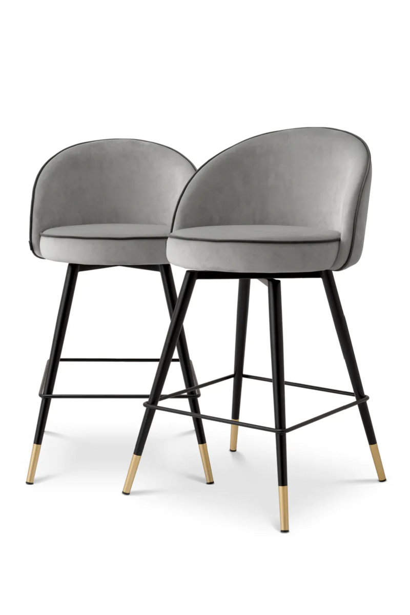 Tabouret de comptoir en velours gris (lot de 2) | Eichholtz Cooper | Meubleluxe.fr