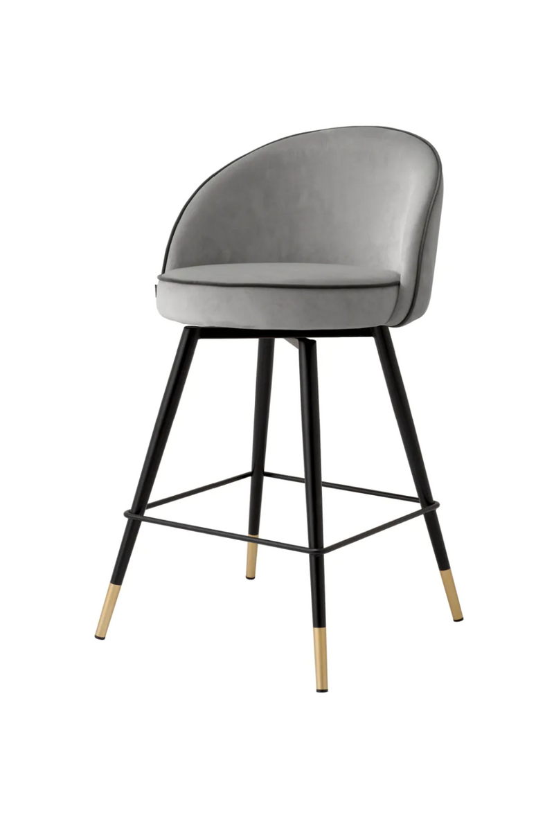 Tabouret de comptoir en velours gris (lot de 2) | Eichholtz Cooper | Meubleluxe.fr