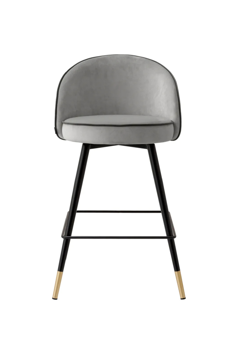 Tabouret de comptoir en velours gris (lot de 2) | Eichholtz Cooper | Meubleluxe.fr