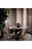 Table à manger ronde en marbre céramique et finition bronze | Eichholtz Volterra | OROA.fr