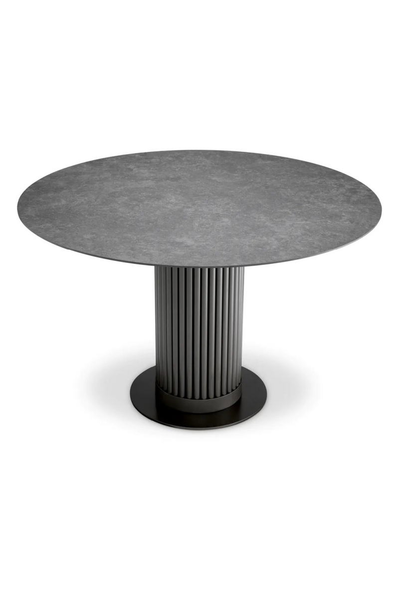 Table à manger ronde en marbre céramique et finition bronze | Eichholtz Volterra | Meubleluxe.fr