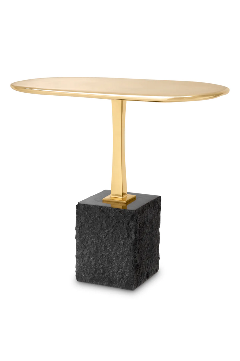 Table d'appoint en granit et laiton poli | Eichholtz Kayan L | Meubleluxe.fr