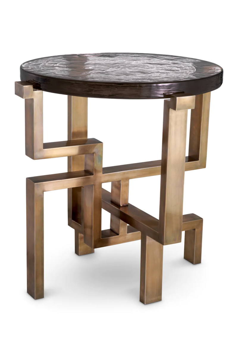 Table d'appoint en verre et en laiton vieilli | Eichholtz Gee | Meubleluxe.fr