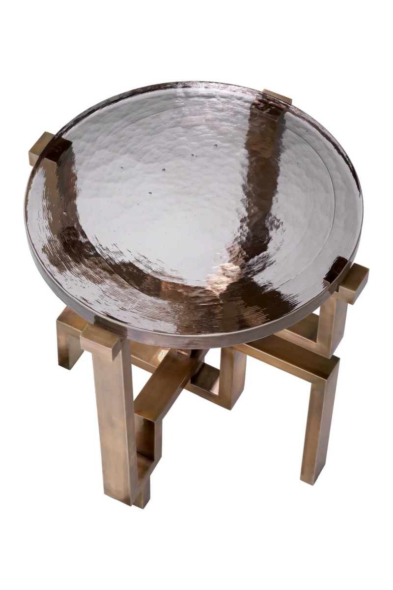 Table d'appoint en verre et en laiton vieilli | Eichholtz Gee | Meubleluxe.fr