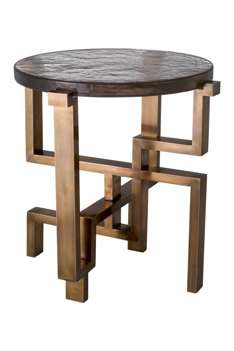 Table d'appoint en verre et en laiton vieilli | Eichholtz Gee | Meubleluxe.fr