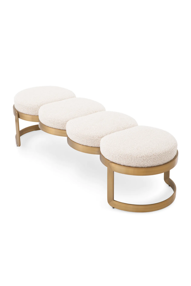 Banc en laiton bouclé crème | Eichholtz Newport | Meubleluxe.fr