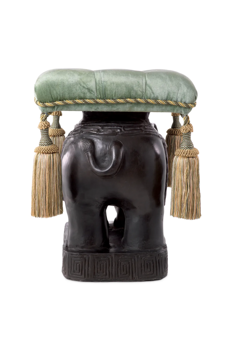 Pouf en bronze et velours vert | Eichholtz Elephant | Meubleluxe.fr