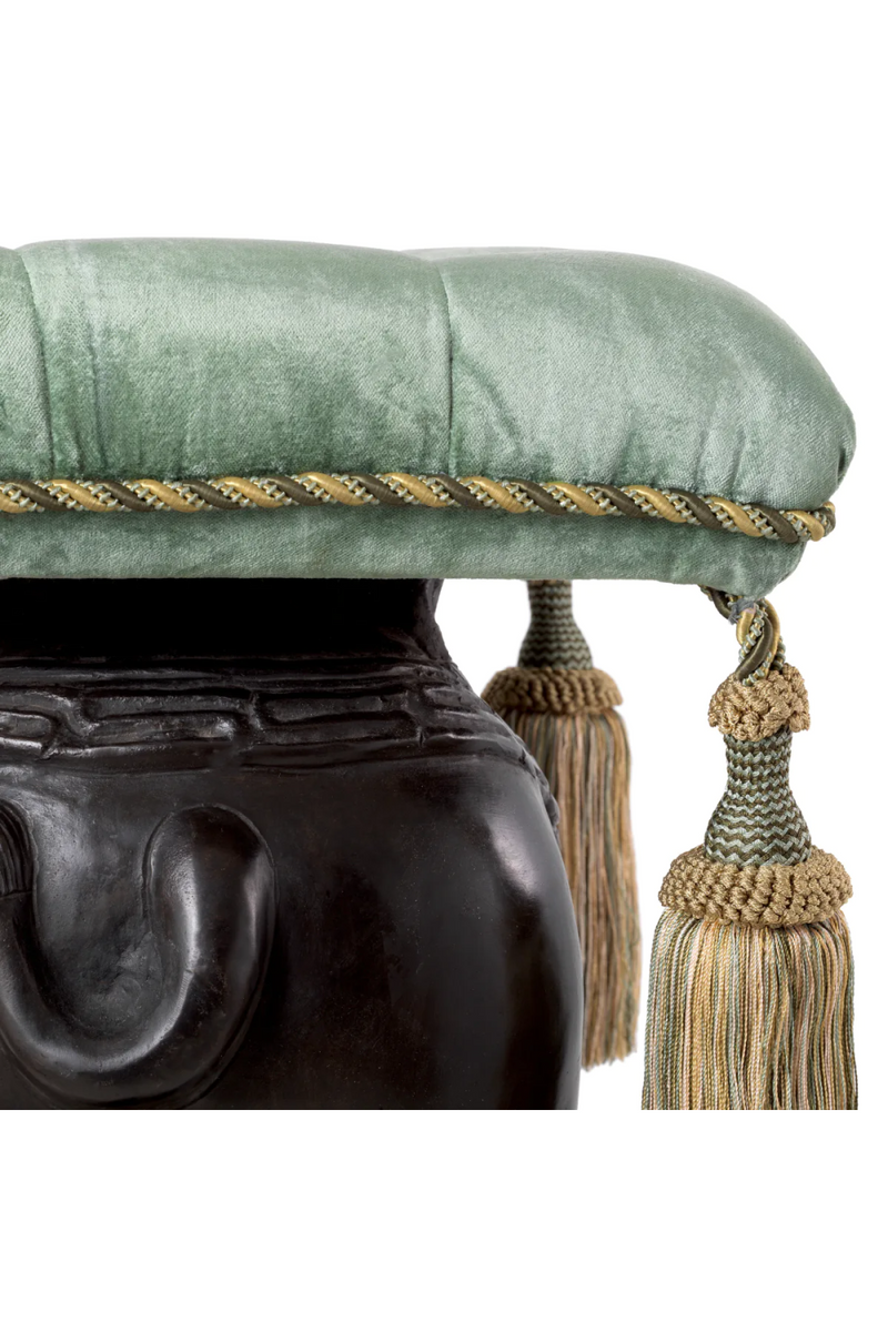 Pouf en bronze et velours vert | Eichholtz Elephant | Meubleluxe.fr