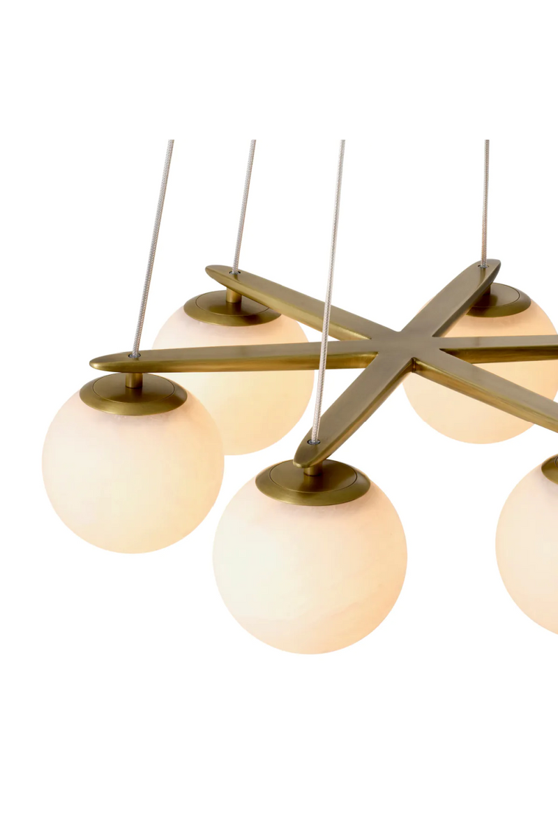 Lustre en laiton vieilli et en albâtre | Eichholtz Morro | Meubleluxe.fr