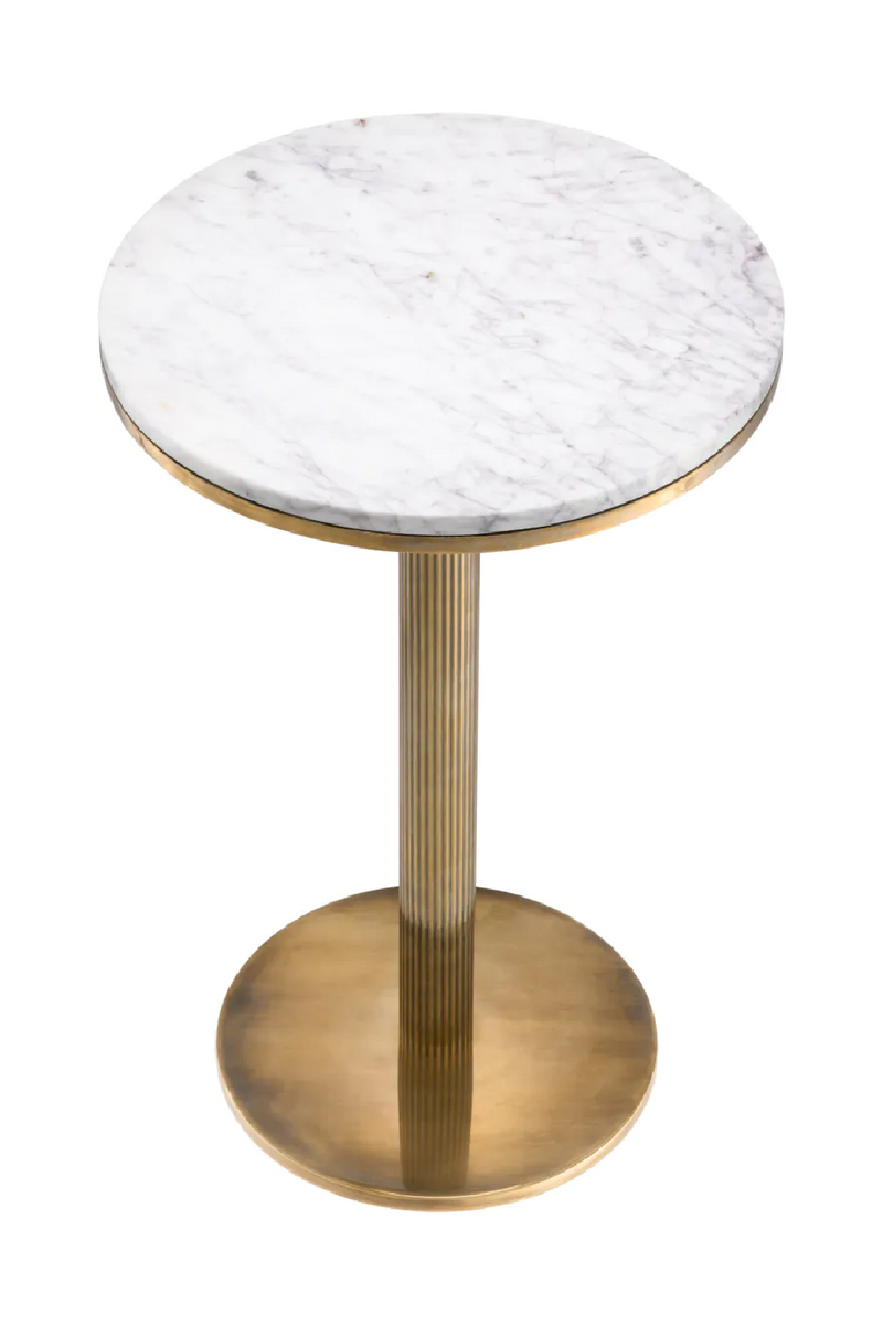 Table d'appoint en laiton vieilli et marbre blanc | Eichholtz Tavolara | Meubleluxe.fr