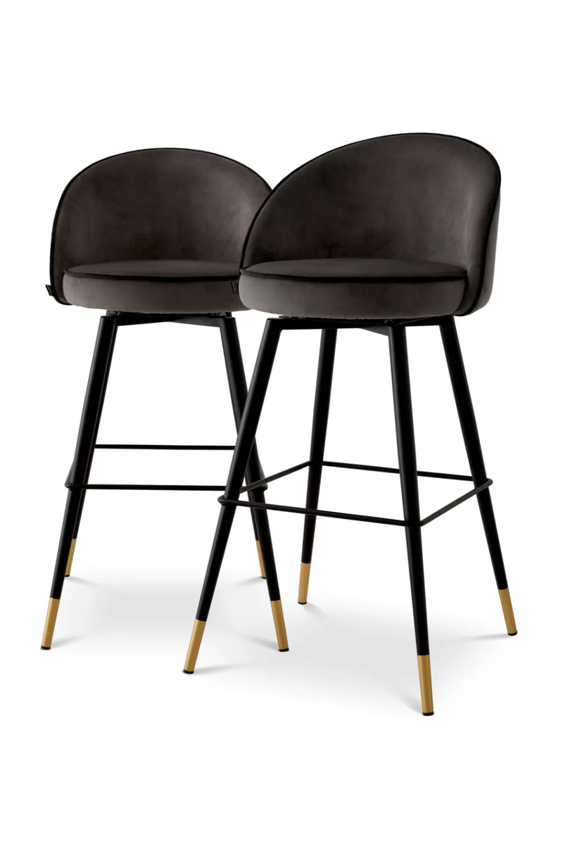 Tabouret de bar en velours gris foncé (lot de 2) | Eichholtz Cooper | Meubleluxe.fr