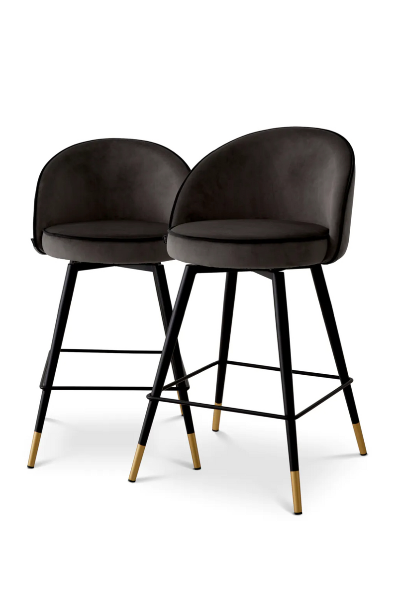 Tabouret de comptoir en velours gris foncé (lot de 2) | Eichholtz Cooper | Meubleluxe.fr