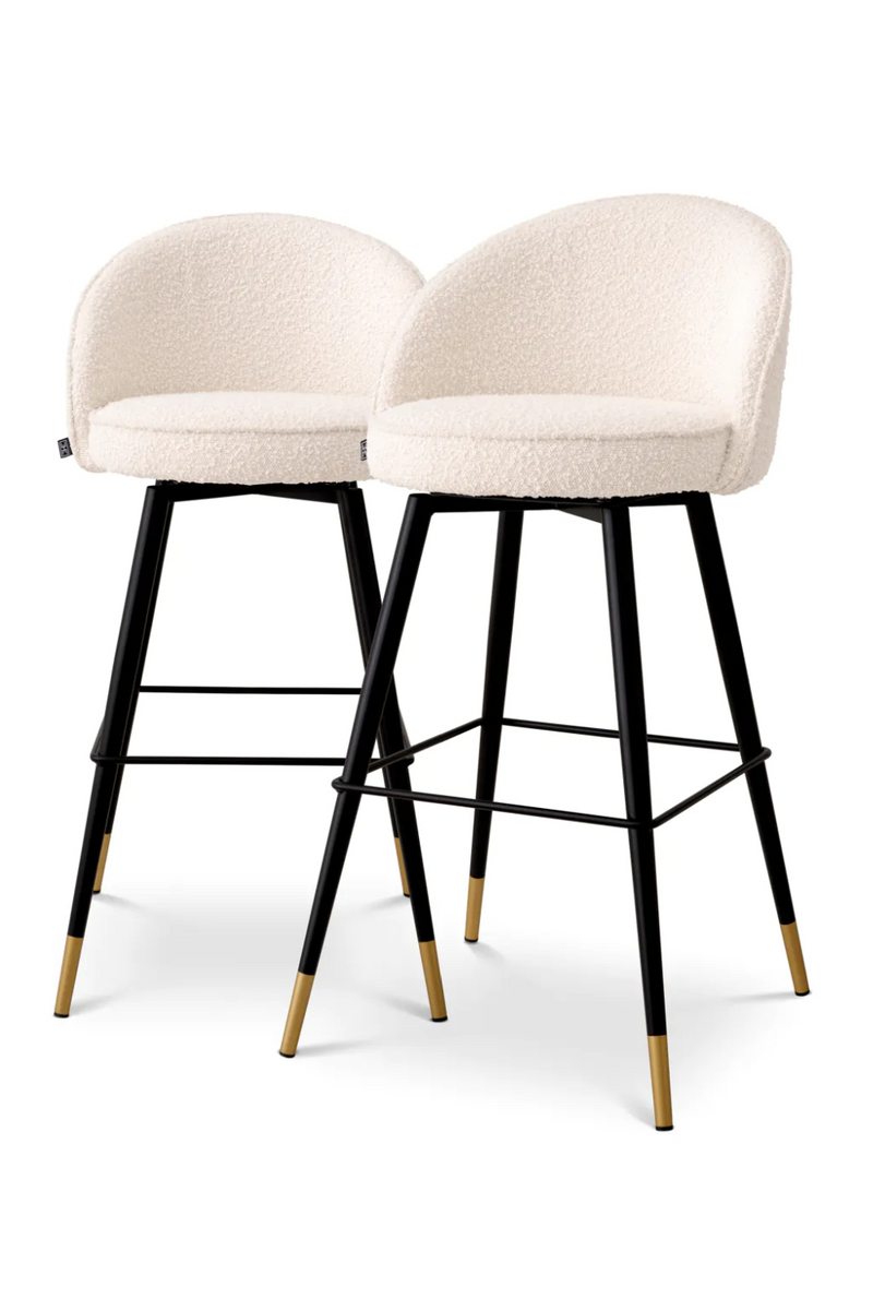 Tabouret de bar bouclé crème (lot de 2) | Eichholtz Cooper | Meubleluxe.fr