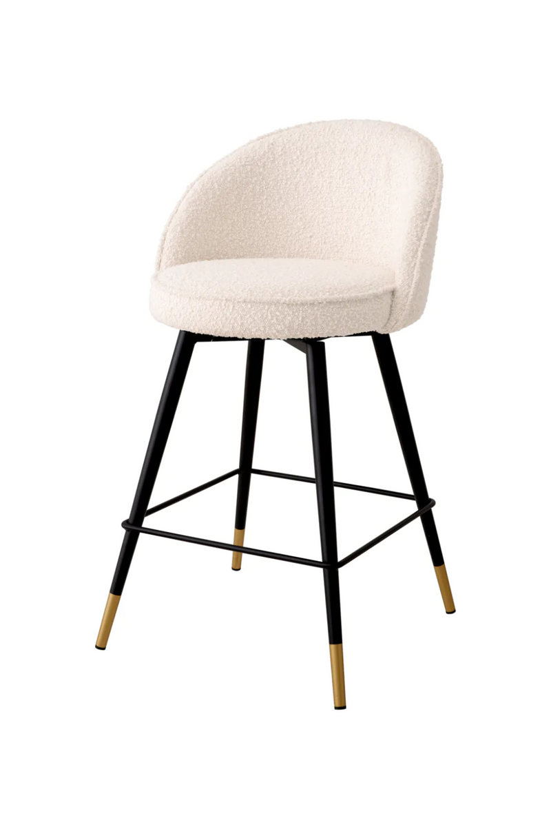 Tabouret de comptoir bouclé crème (lot de 2) | Eichholtz Cooper | Meubleluxe.fr