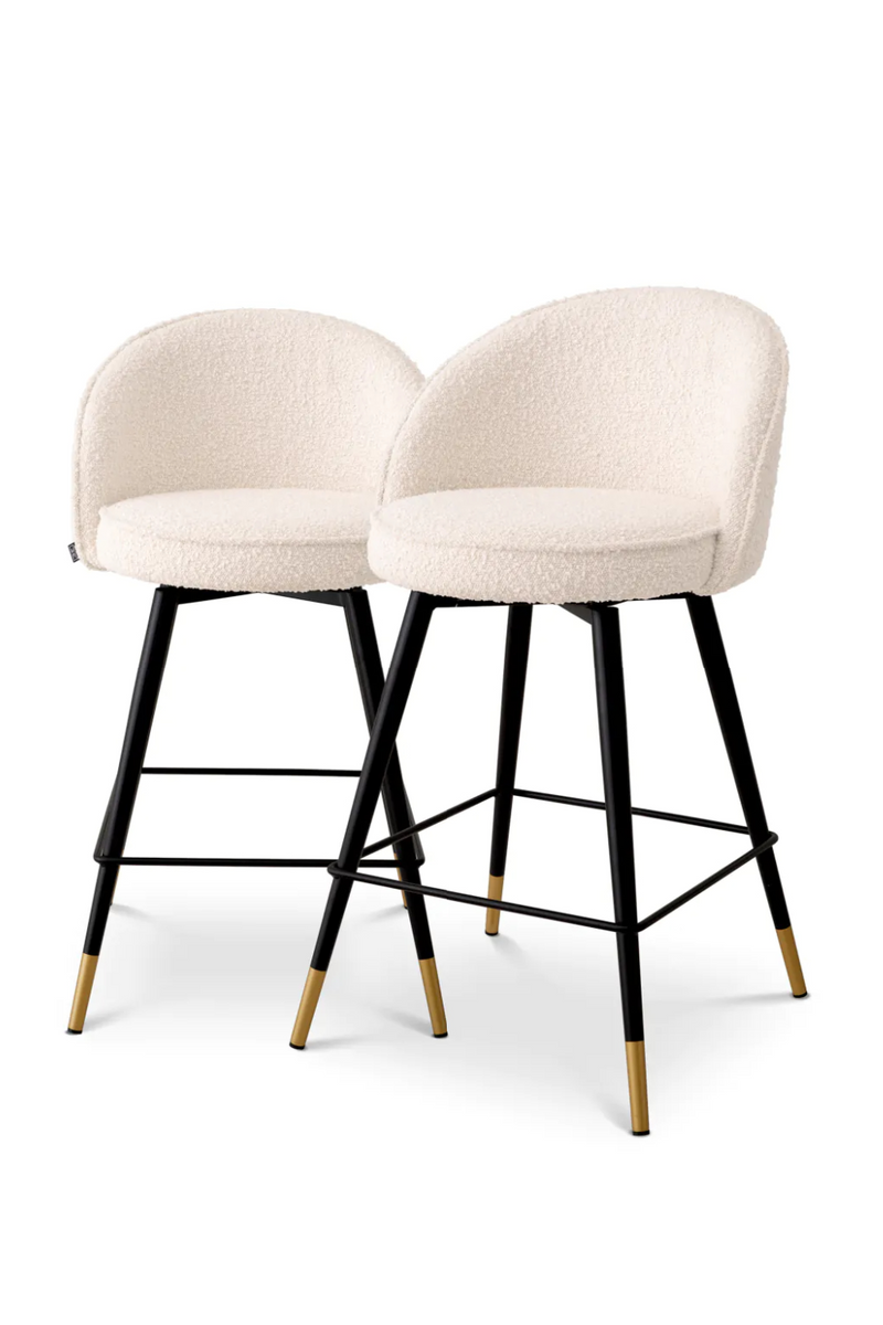 Tabouret de comptoir bouclé crème (lot de 2) | Eichholtz Cooper | Meubleluxe.fr