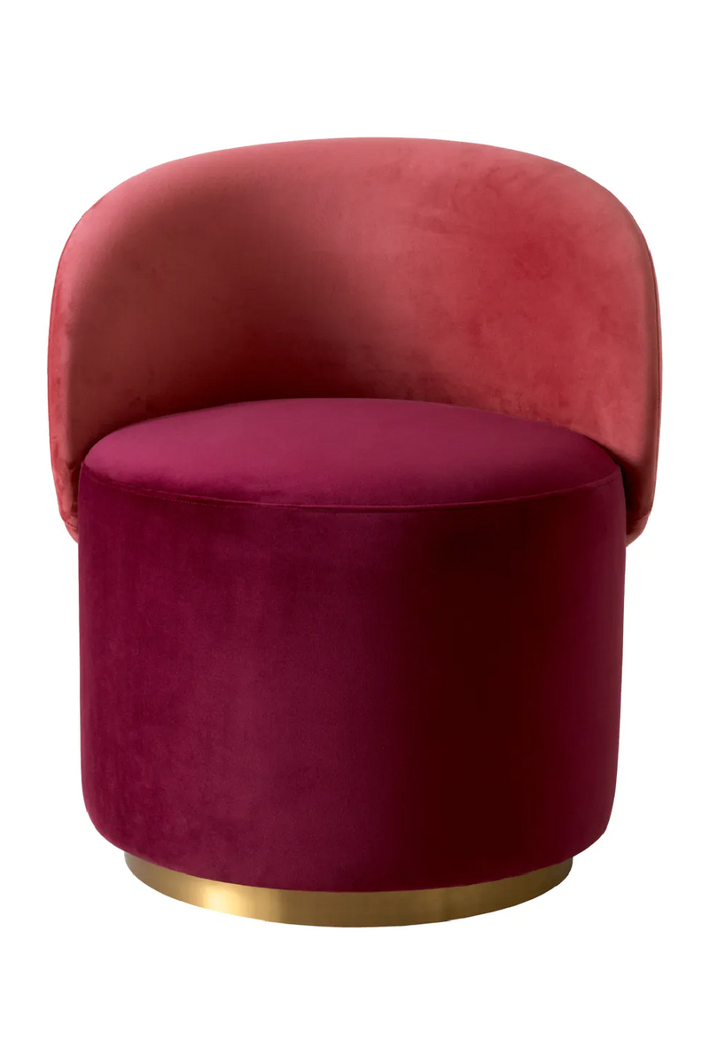 Chaise basse pivotante en velours rouge délavé | Eichholtz Greer | Meubleluxe.fr