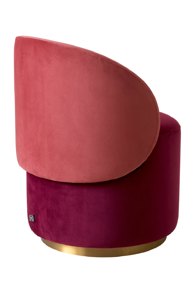 Chaise basse pivotante en velours rouge délavé | Eichholtz Greer | Meubleluxe.fr