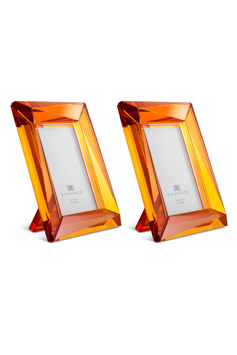 Cadre photo en cristal orange (lot de 2) | Eichholtz Obliquity L | Meubleluxe.fr