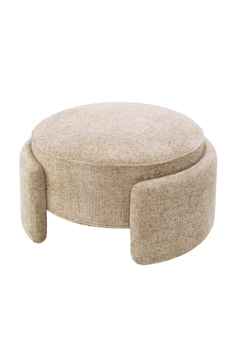 Pouf en tissu Lyssa sable | Eichholtz Ortega | Meubleluxe.fr