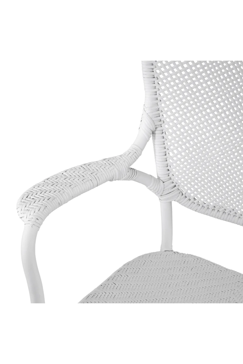 Chaise de salle à manger en rotin blanc avec accoudoirs | Eichholtz Colony | Meubleluxe.fr