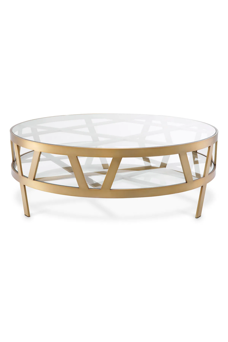 Table basse ronde en verre et en laiton brossé | Eichholtz Billinghurst | Meubleluxe.fr