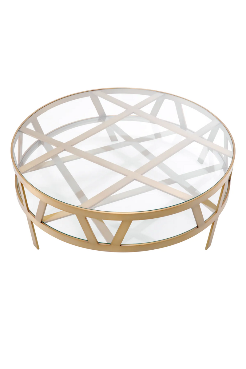 Table basse ronde en verre et en laiton brossé | Eichholtz Billinghurst | Meubleluxe.fr