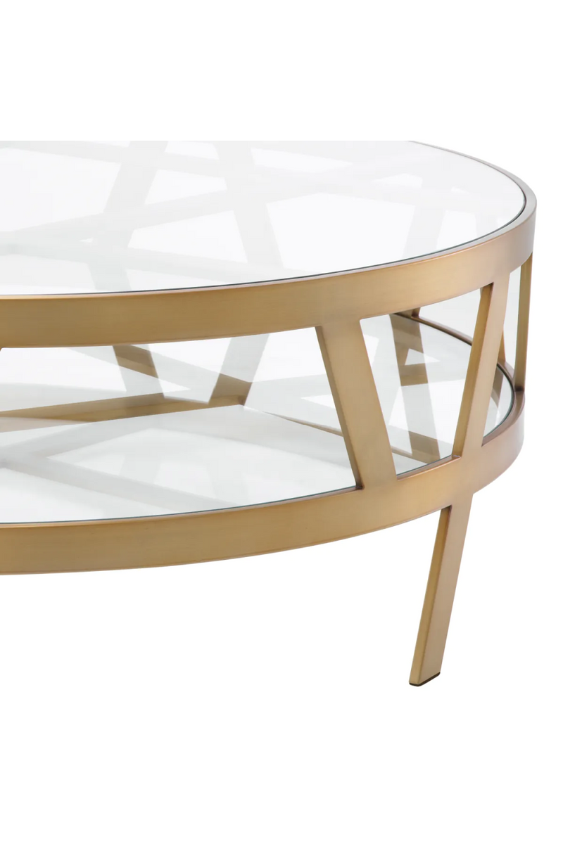 Table basse ronde en verre et en laiton brossé | Eichholtz Billinghurst | Meubleluxe.fr