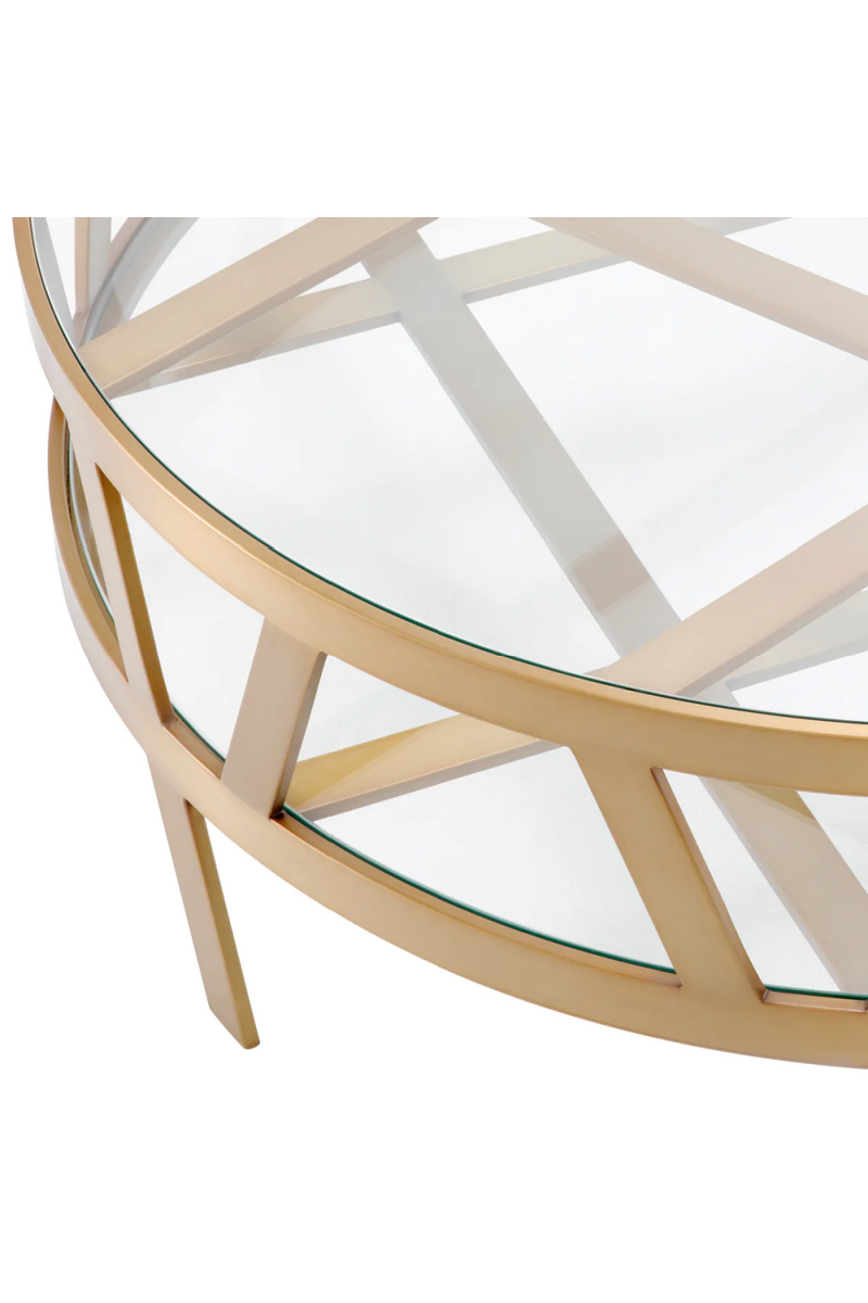 Table basse ronde en verre et en laiton brossé | Eichholtz Billinghurst | Meubleluxe.fr